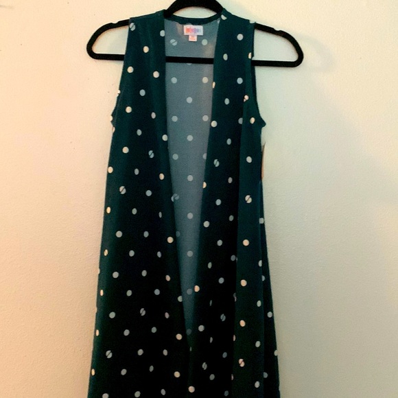 Navy Blue & White Polka Dot LuLaRoe Joy Duster Vest - NWT XS - Picture 1 of 8